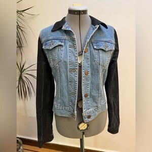 J Brand Two-Tone Mixed Media Denim Bowie Jacket